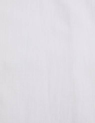 Beyaz %100 Pamuk Keten Görünümlü Slim Fit Uzun Kollu Gömlek