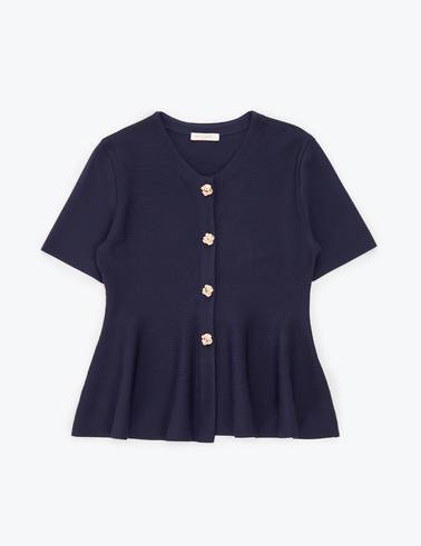 Lacivert Slim Fit Triko Hırka