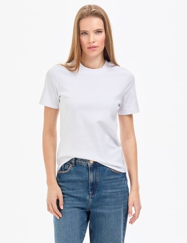 Beyaz Regular Fit Bisiklet Yaka Basic Tişört