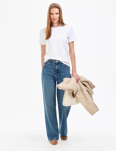 Beyaz Regular Fit Basic Tişört - 50323570021
