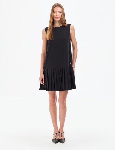 Siyah Regular Fit Dokuma Elbise