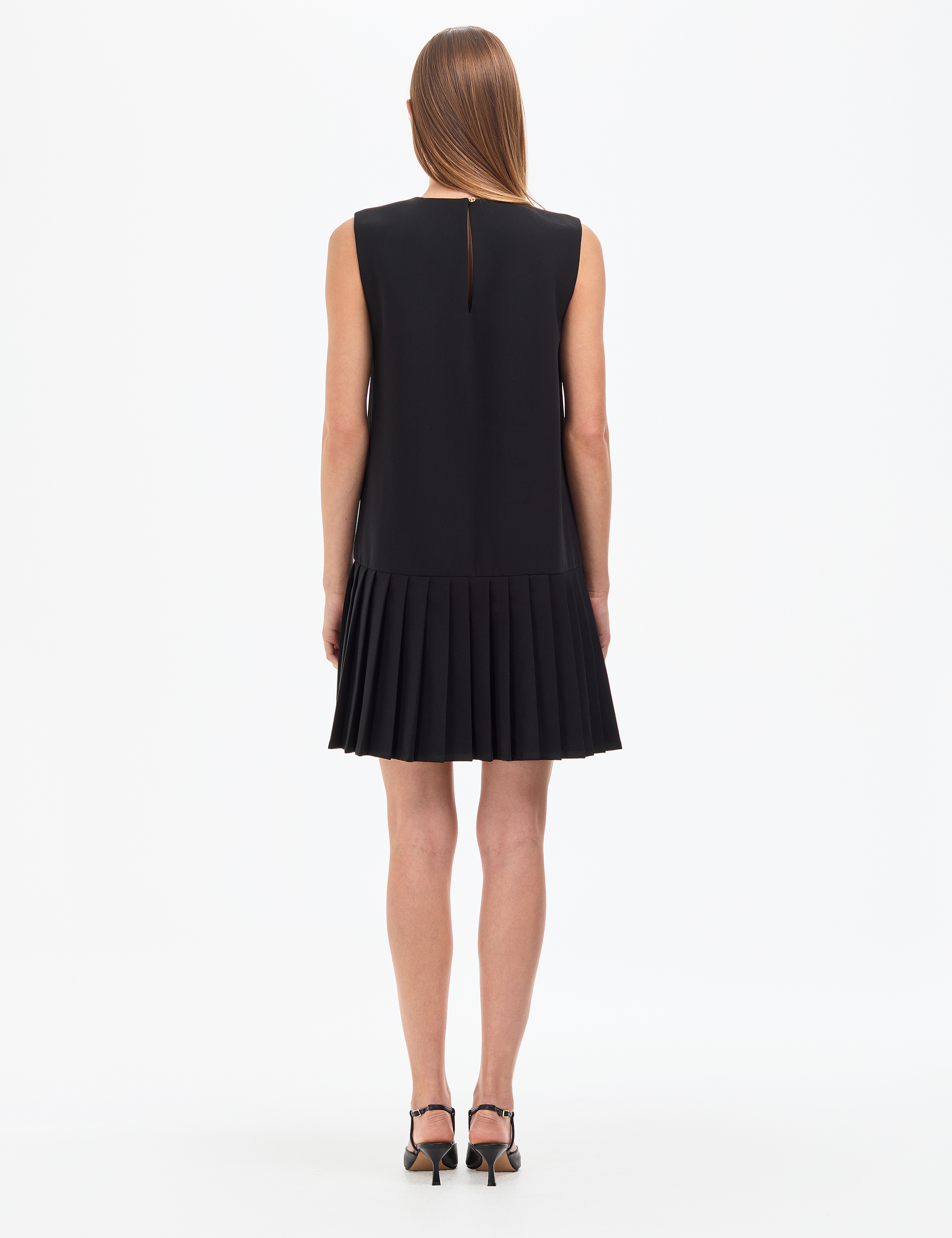 Siyah Regular Fit Dokuma Elbise