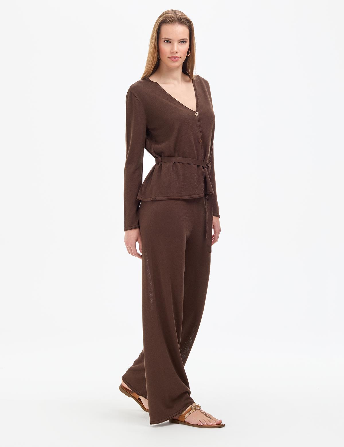 Kahverengi Loose Fit Triko Pantolon - 50324029012