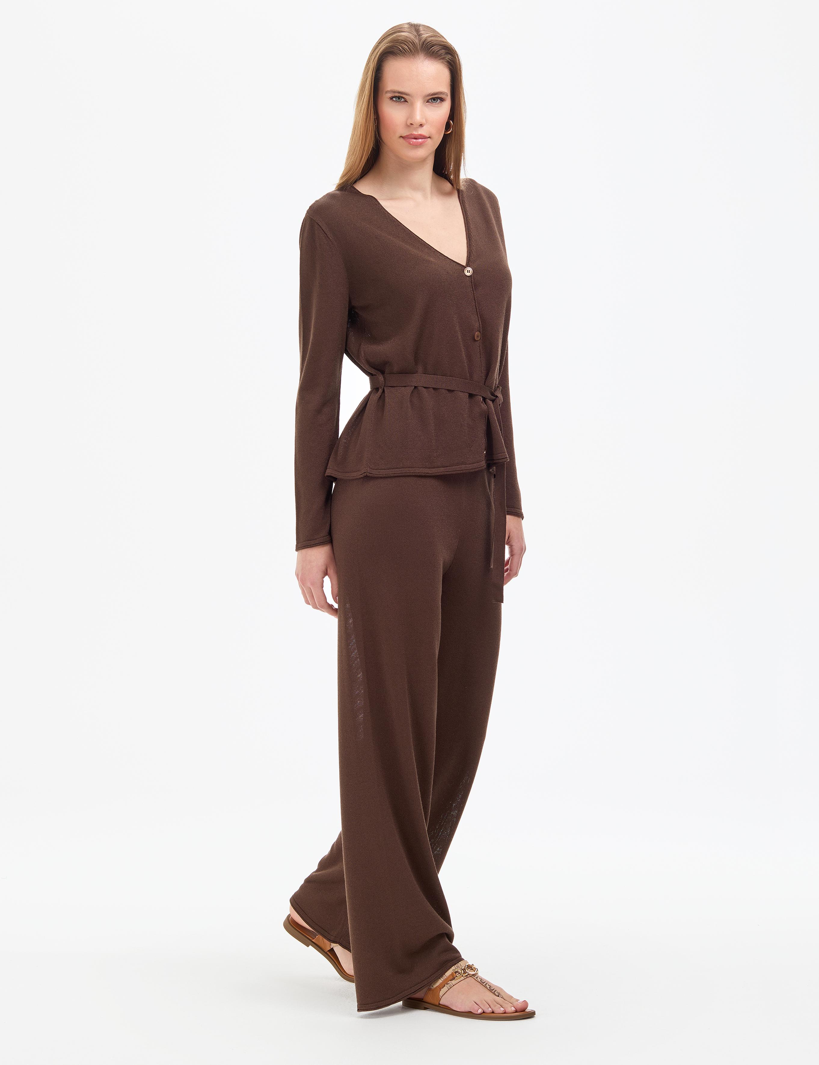 Kahverengi Loose Fit Triko Pantolon