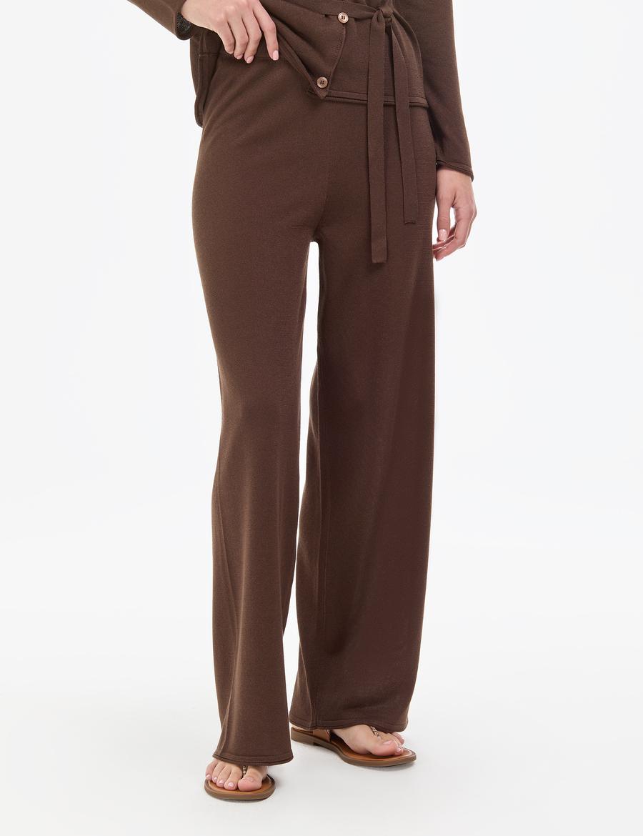 Kahverengi Loose Fit Triko Pantolon