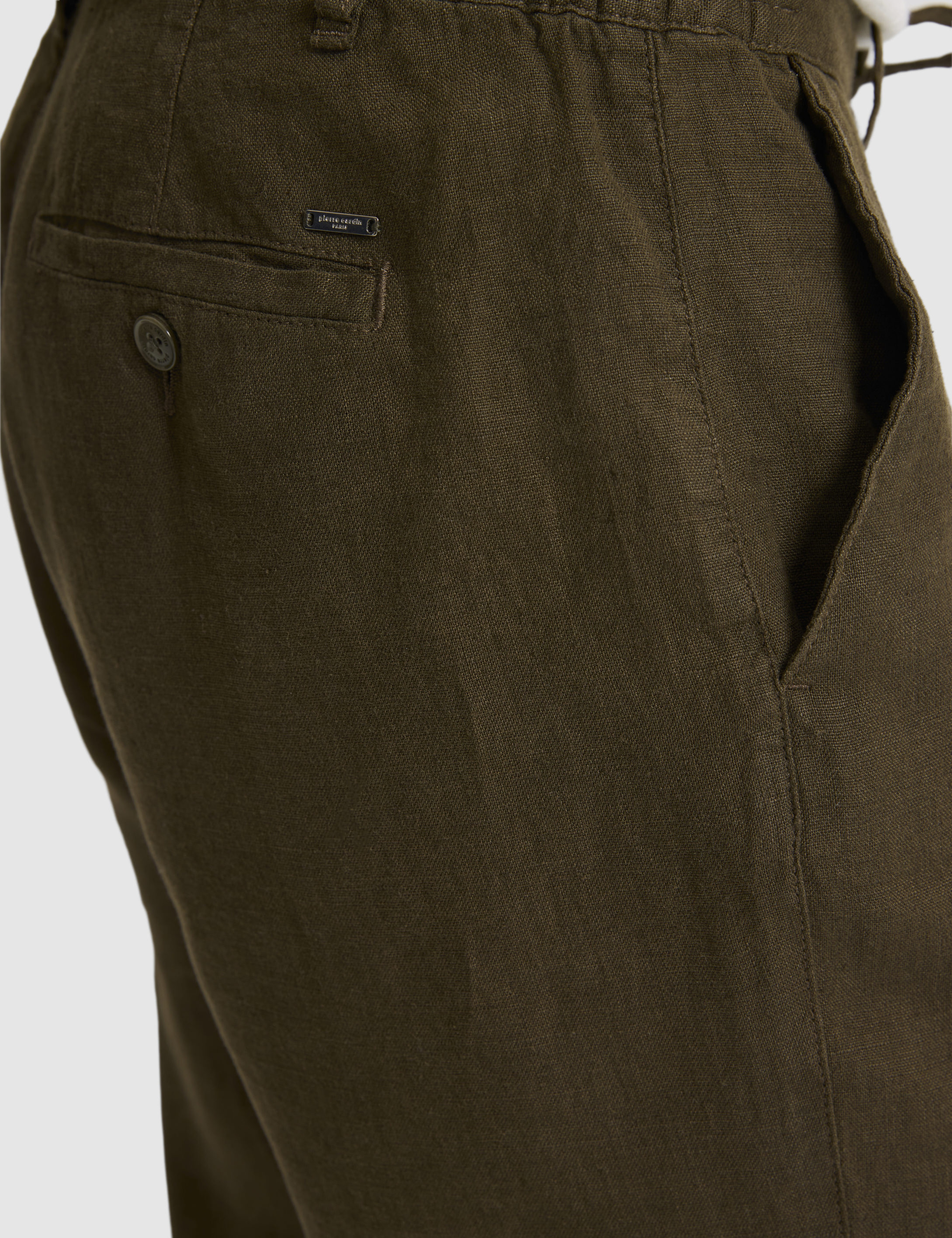 Haki Carrot Fit %100 Keten Kanvas Pantolon - Image 6