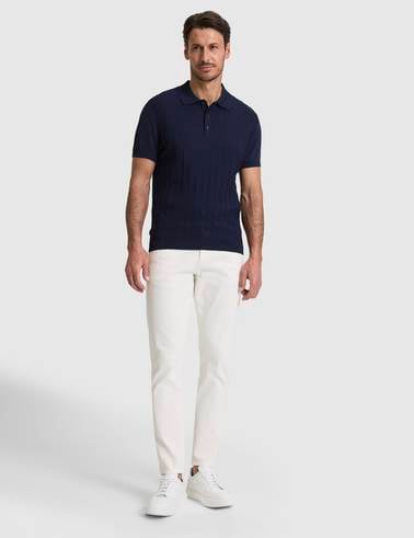 Lacivert Slim Fit Düğmeli Polo Yaka Triko Tişört