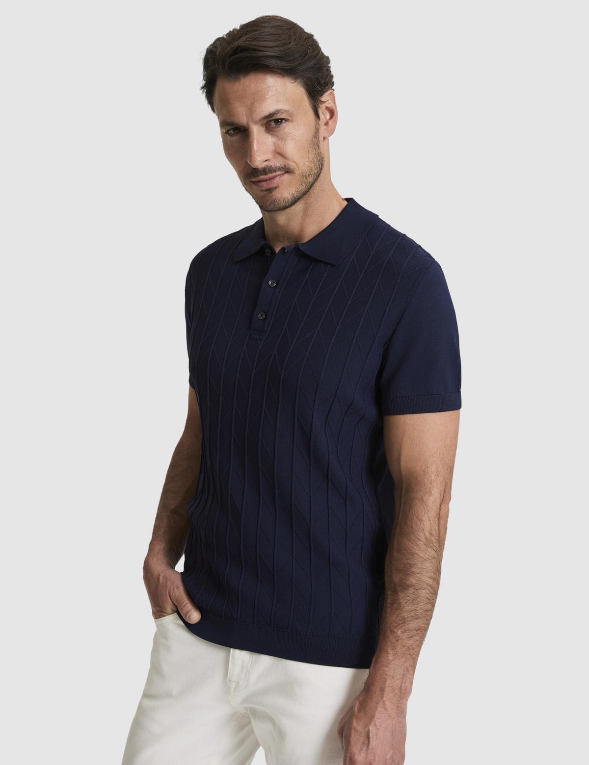 Lacivert Slim Fit Polo Yaka Triko Tişört - 50320804012