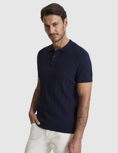 Lacivert Slim Fit Düğmeli Polo Yaka Triko Tişört