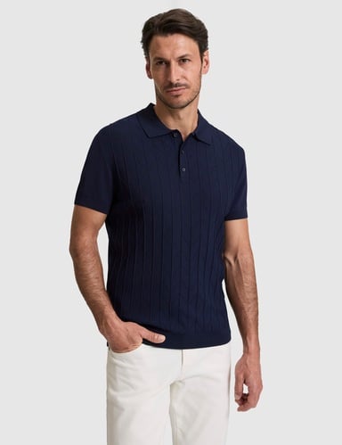 Lacivert Slim Fit Düğmeli Polo Yaka Triko Tişört