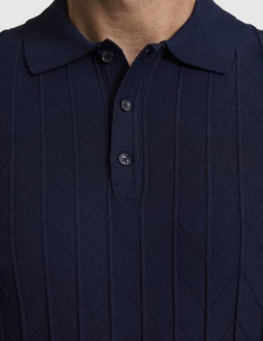 Lacivert Slim Fit Düğmeli Polo Yaka Triko Tişört