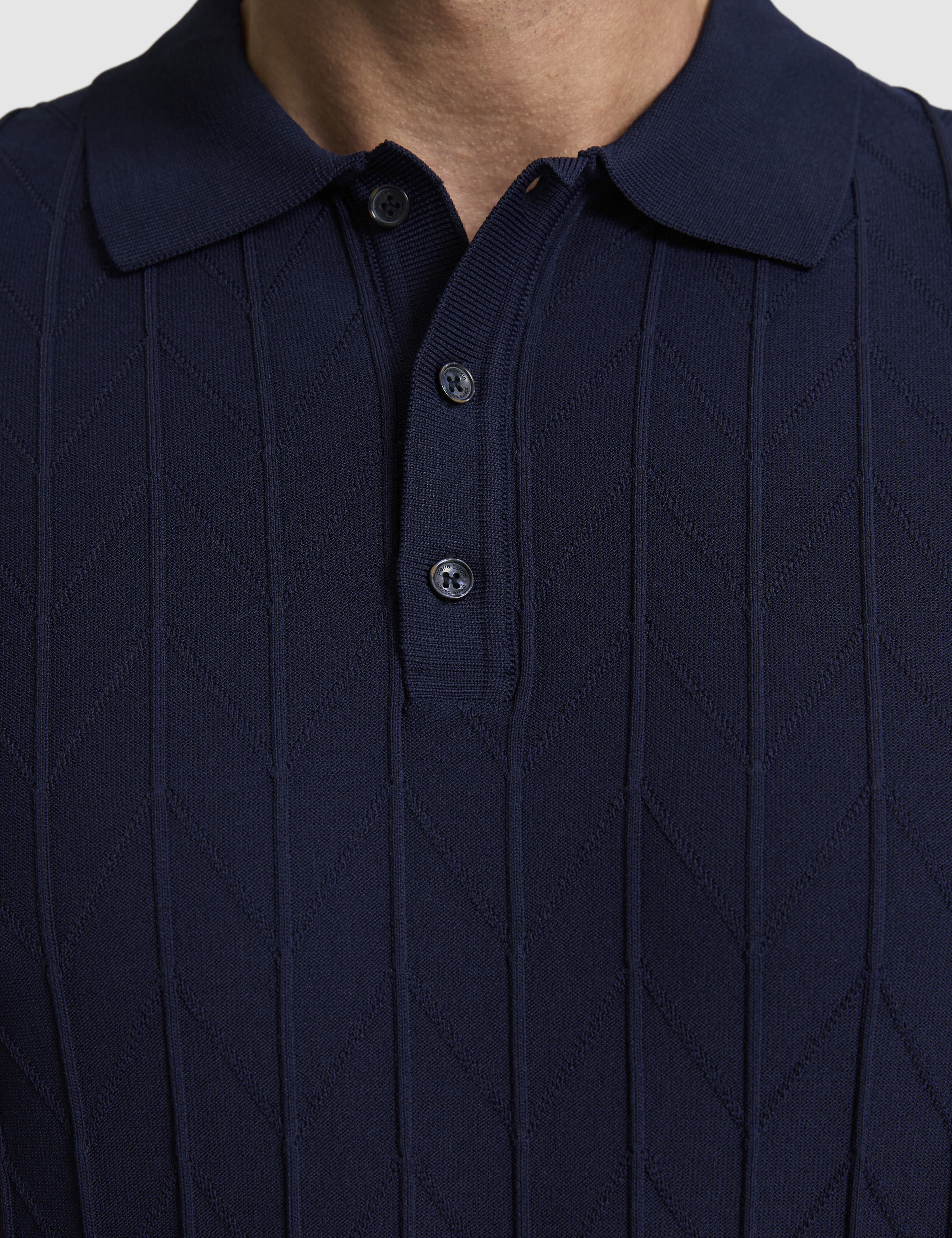 Lacivert Slim Fit Düğmeli Polo Yaka Triko Tişört