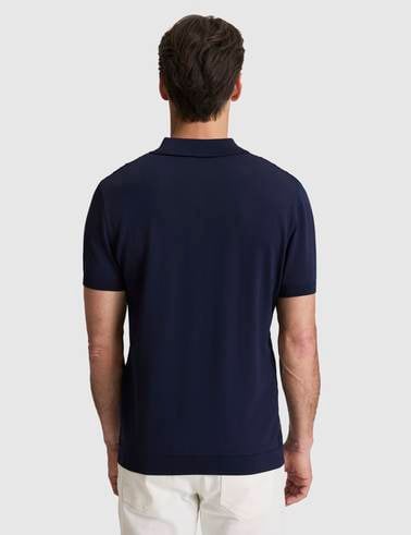 Lacivert Slim Fit Düğmeli Polo Yaka Triko Tişört