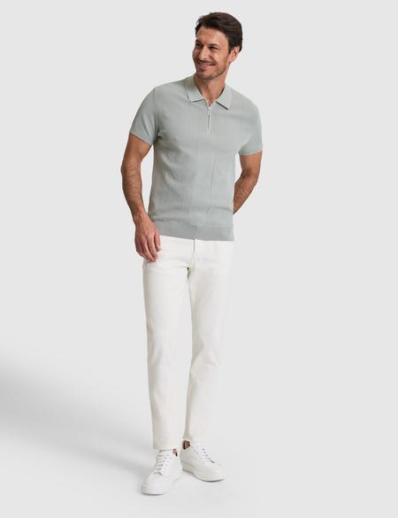 Koyu Mint Slim Fit Polo Yaka Fermuarlı Triko Tişört - 50320793076