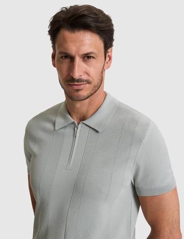Koyu Mint Slim Fit Polo Yaka Fermuarlı Triko Tişört