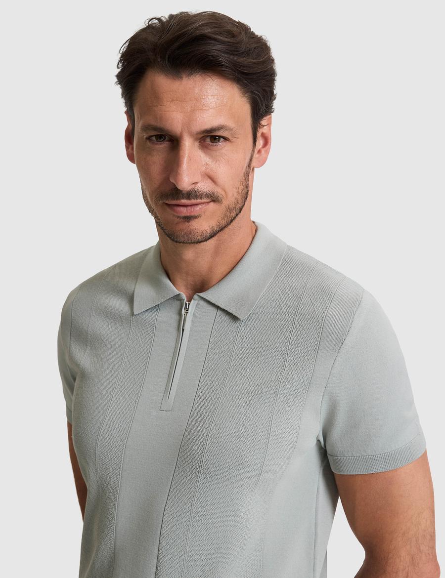 Koyu Mint Slim Fit Polo Yaka Fermuarlı Triko Tişört