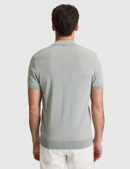 Koyu Mint Slim Fit Polo Yaka Fermuarlı Triko Tişört - 50320793076