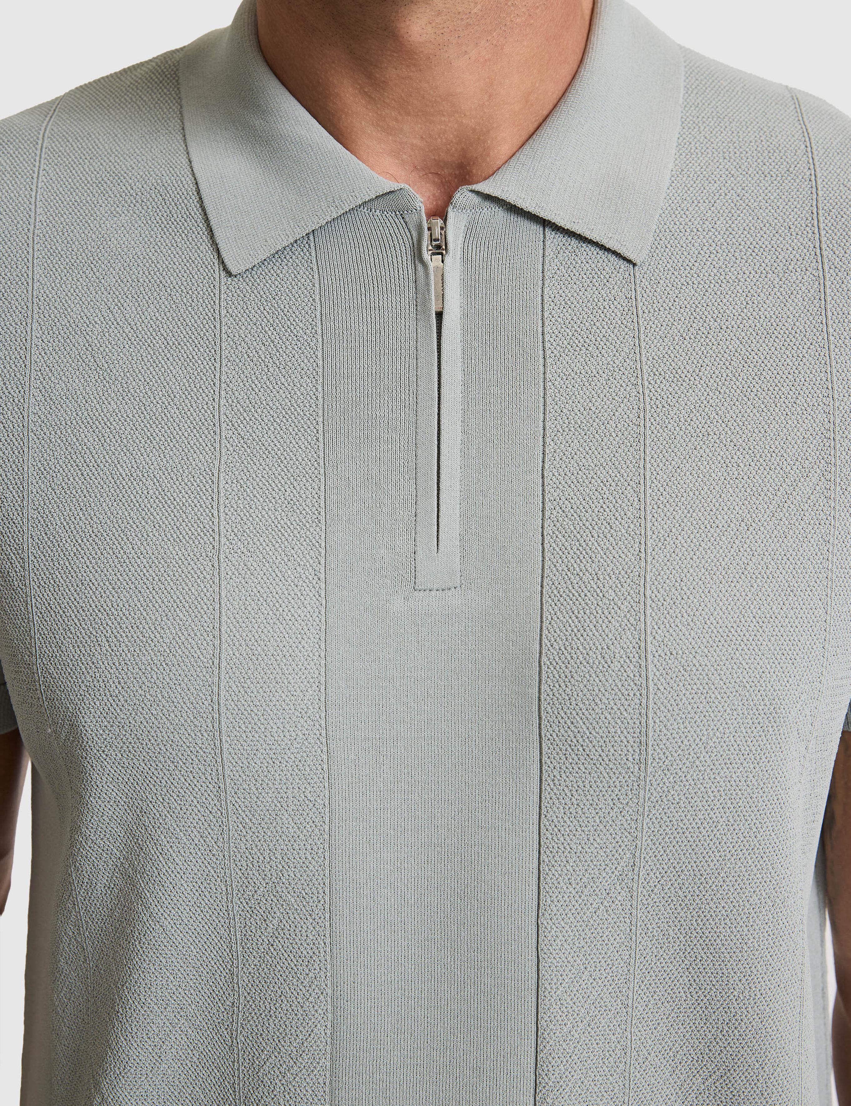Koyu Mint Slim Fit Polo Yaka Fermuarlı Triko Tişört