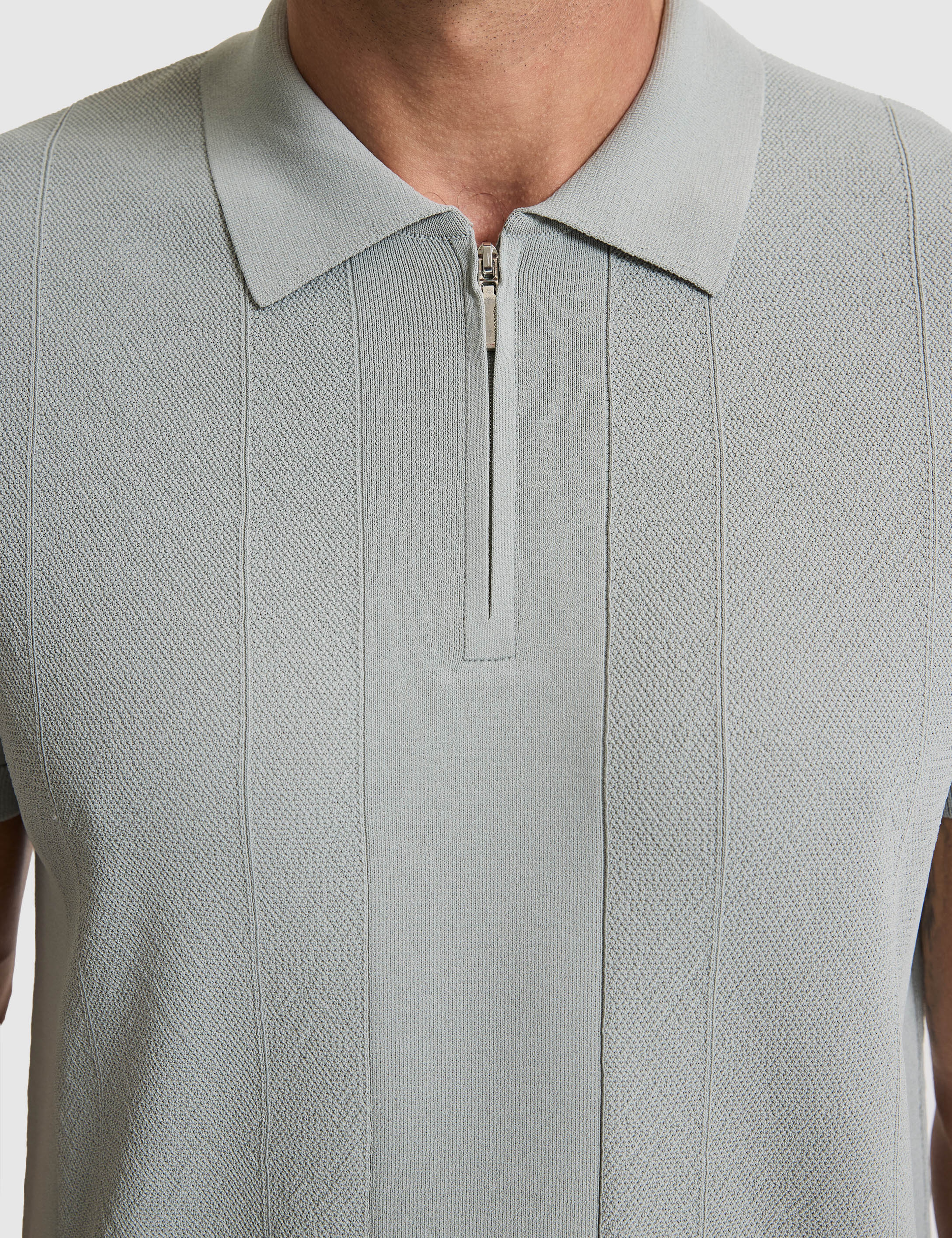 Koyu Mint Slim Fit Polo Yaka Fermuarlı Triko Tişört - Image 6