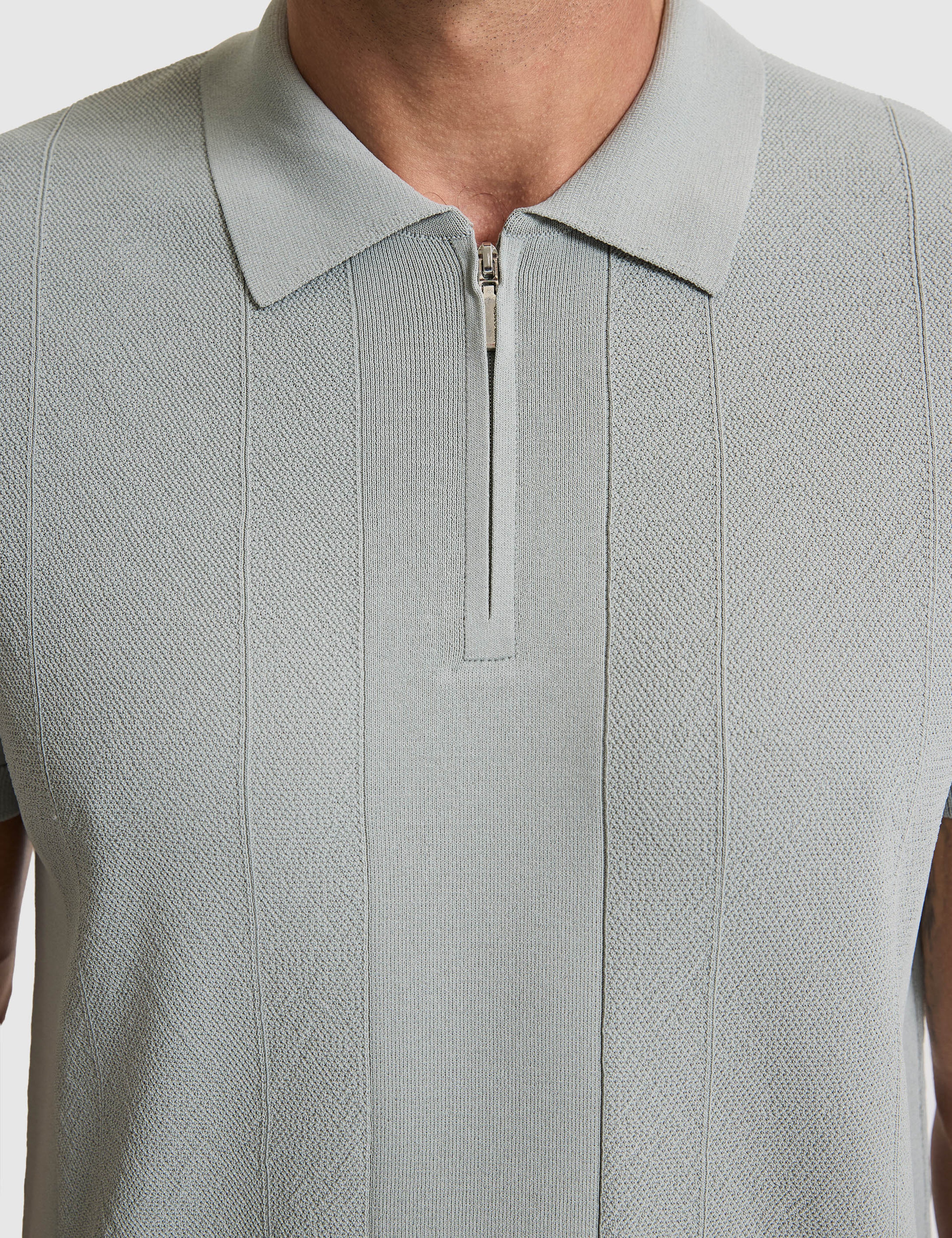Koyu Mint Slim Fit Polo Yaka Fermuarlı Triko Tişört