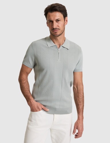 Koyu Mint Slim Fit Polo Yaka Fermuarlı Triko Tişört