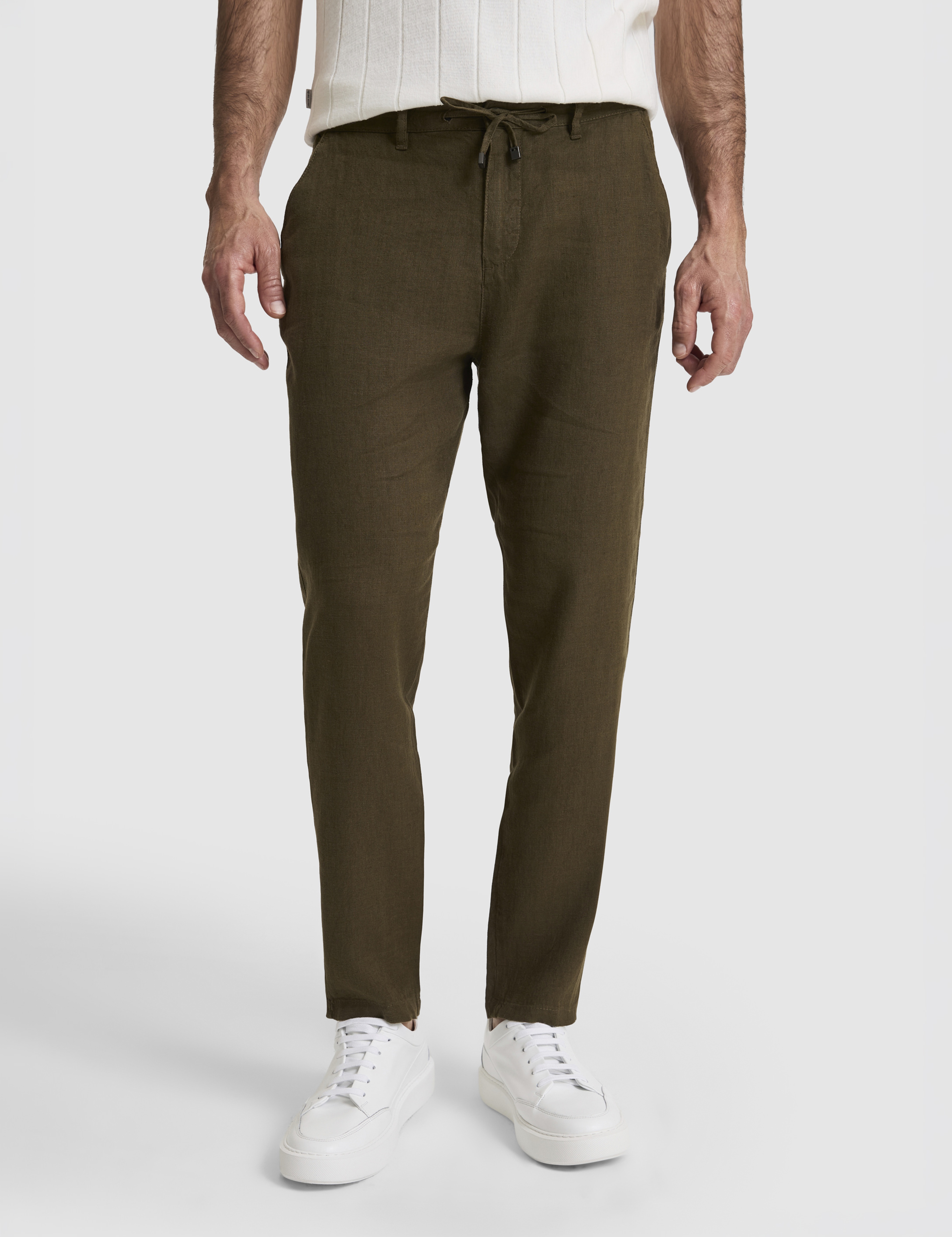 Haki Carrot Fit %100 Keten Kanvas Pantolon - Image 2