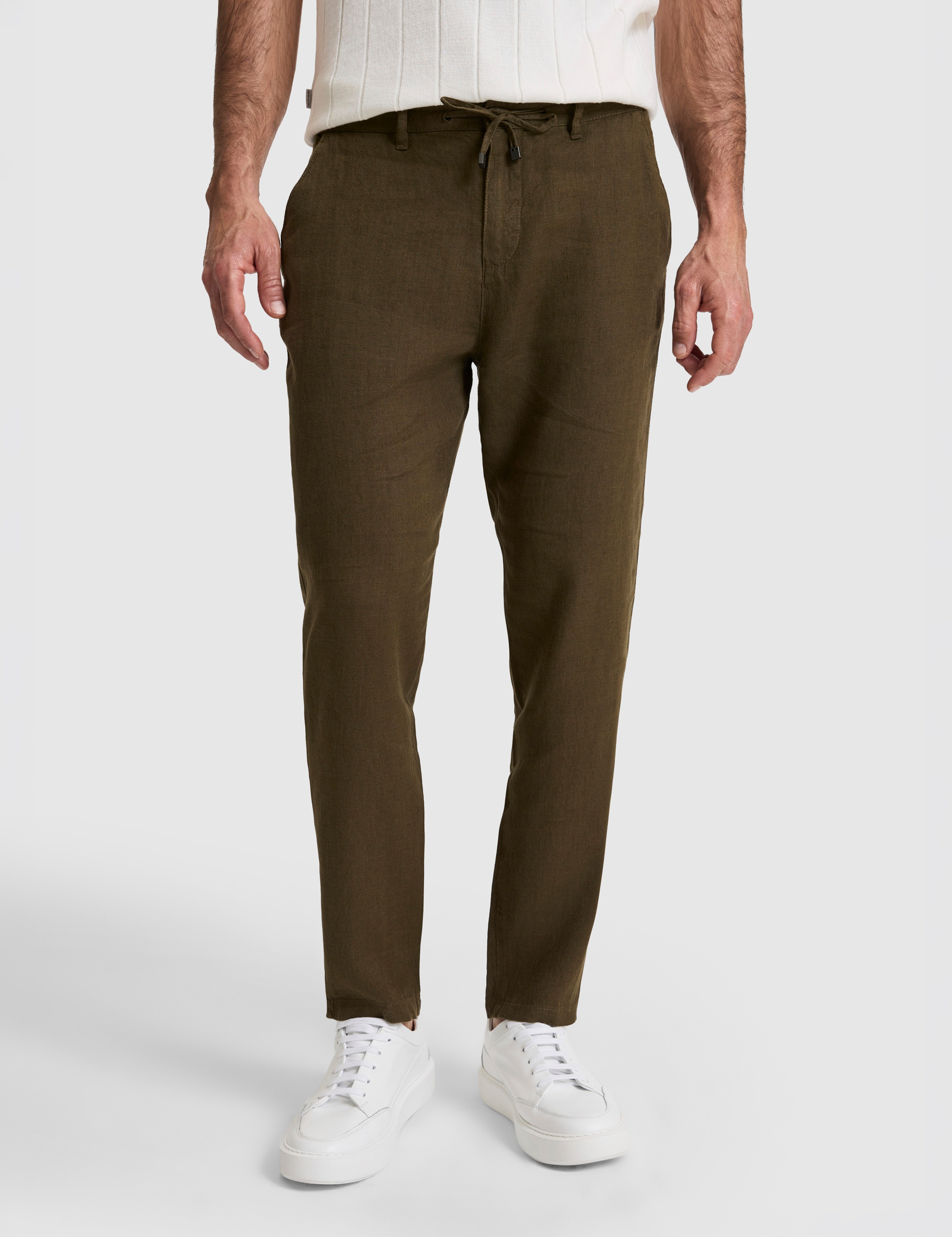 Haki Carrot Fit %100 Keten Kanvas Pantolon