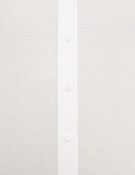 Beyaz Slim Fit Armürlü Gömlek - 50233529008