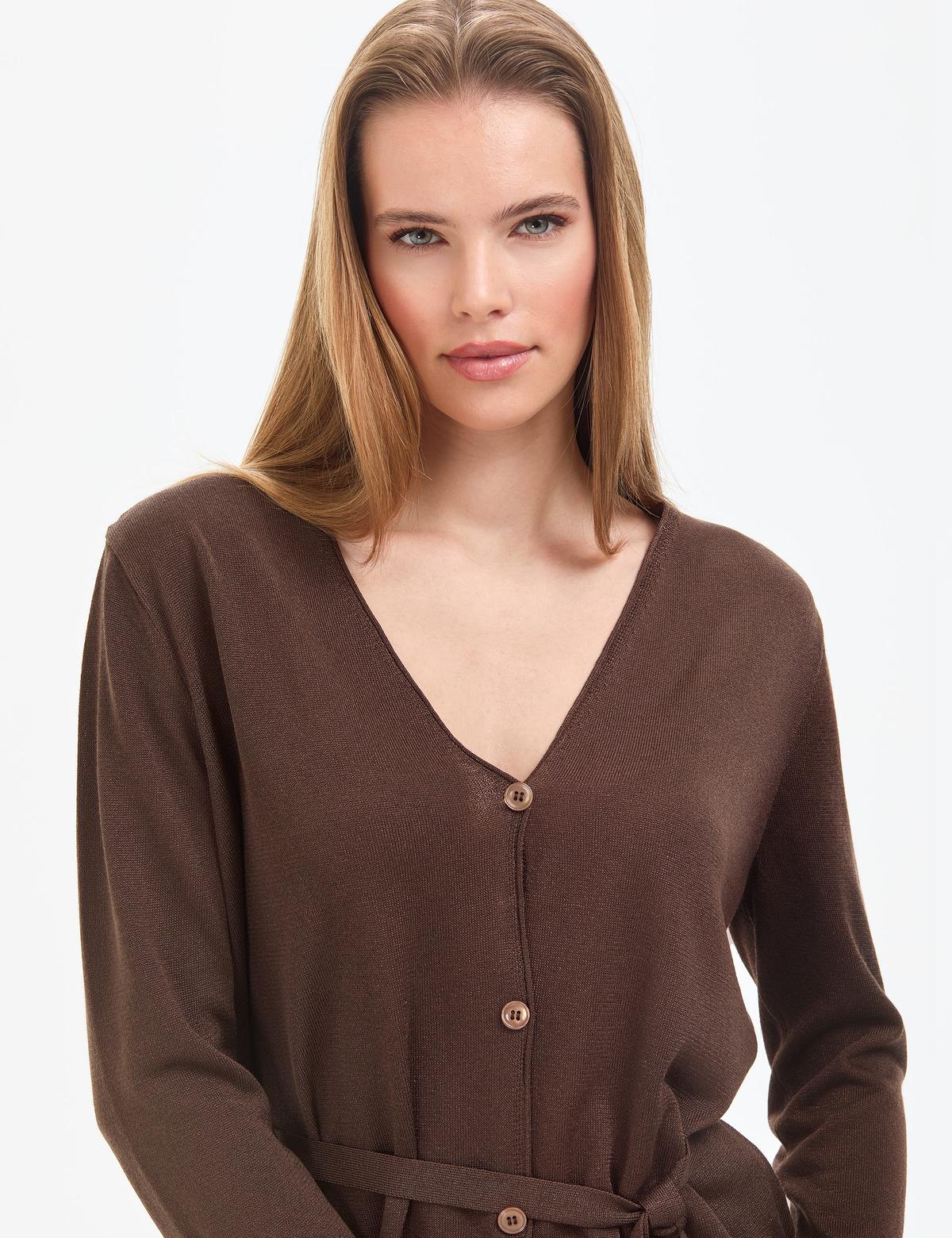 Kahverengi Comfort Fit Triko Hırka - 50324028010