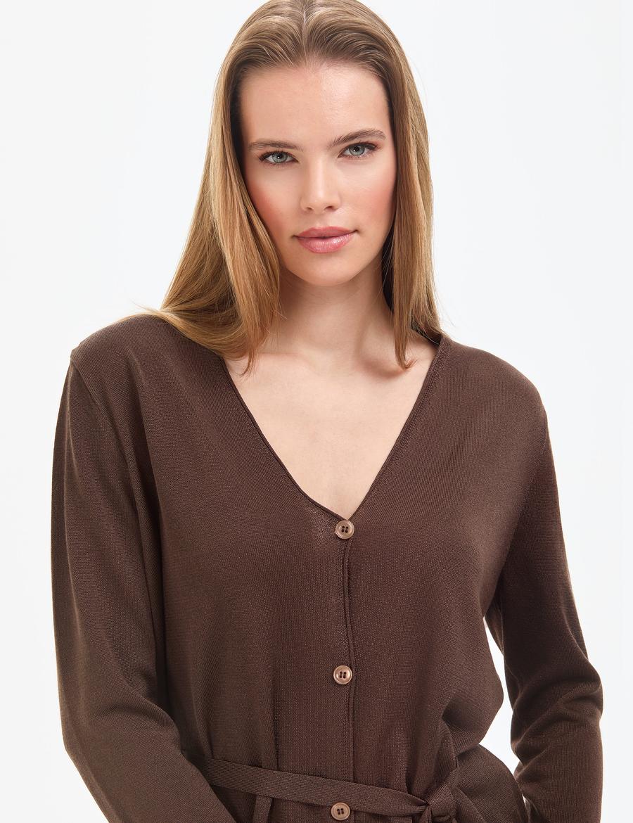 Kahverengi Comfort Fit Triko Hırka