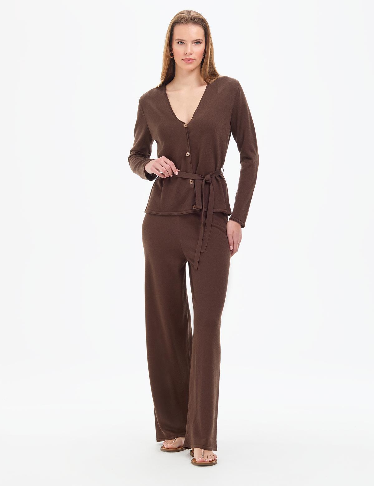 Kahverengi Comfort Fit Triko Hırka - 50324028010