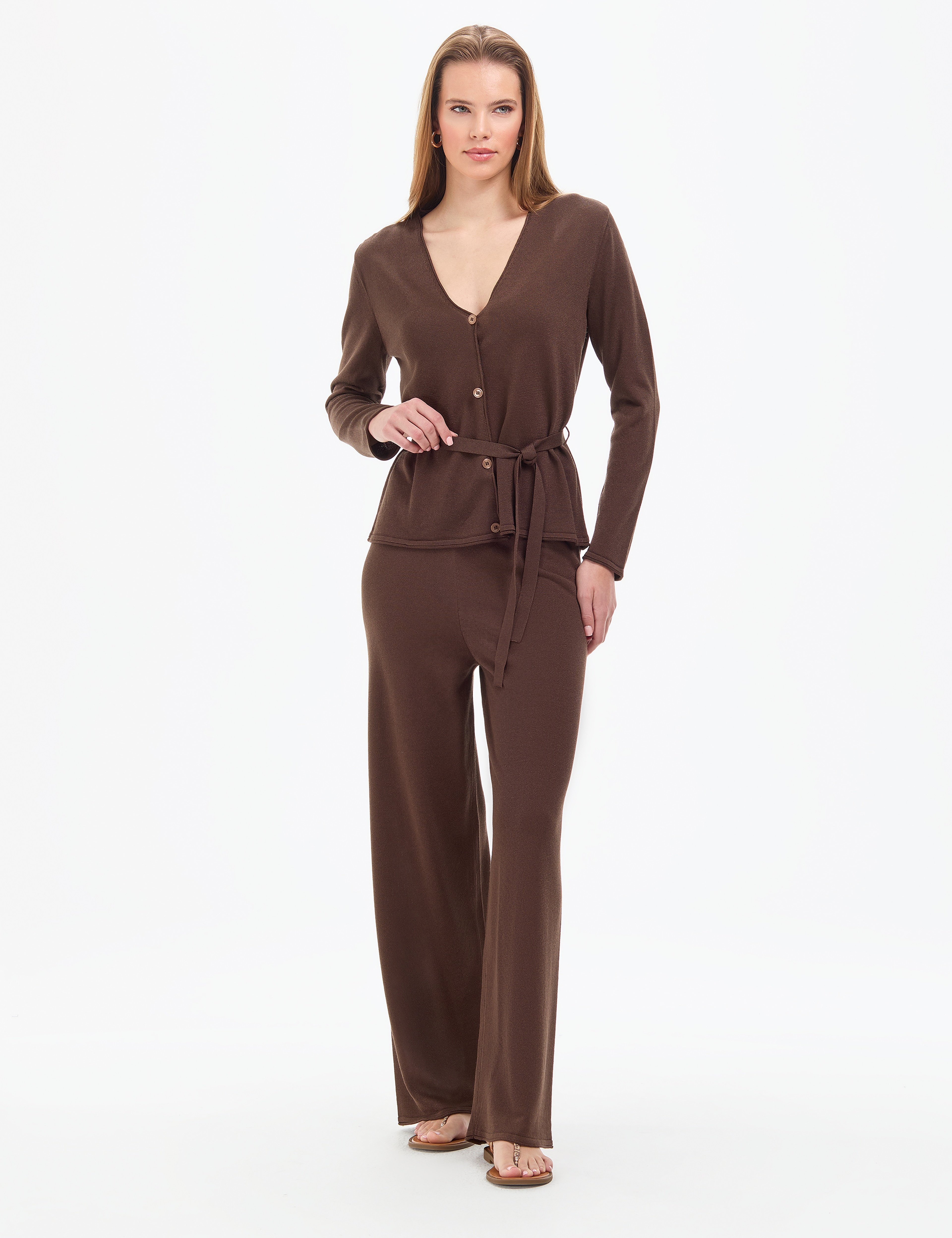 Kahverengi Comfort Fit Triko Hırka - Image 4