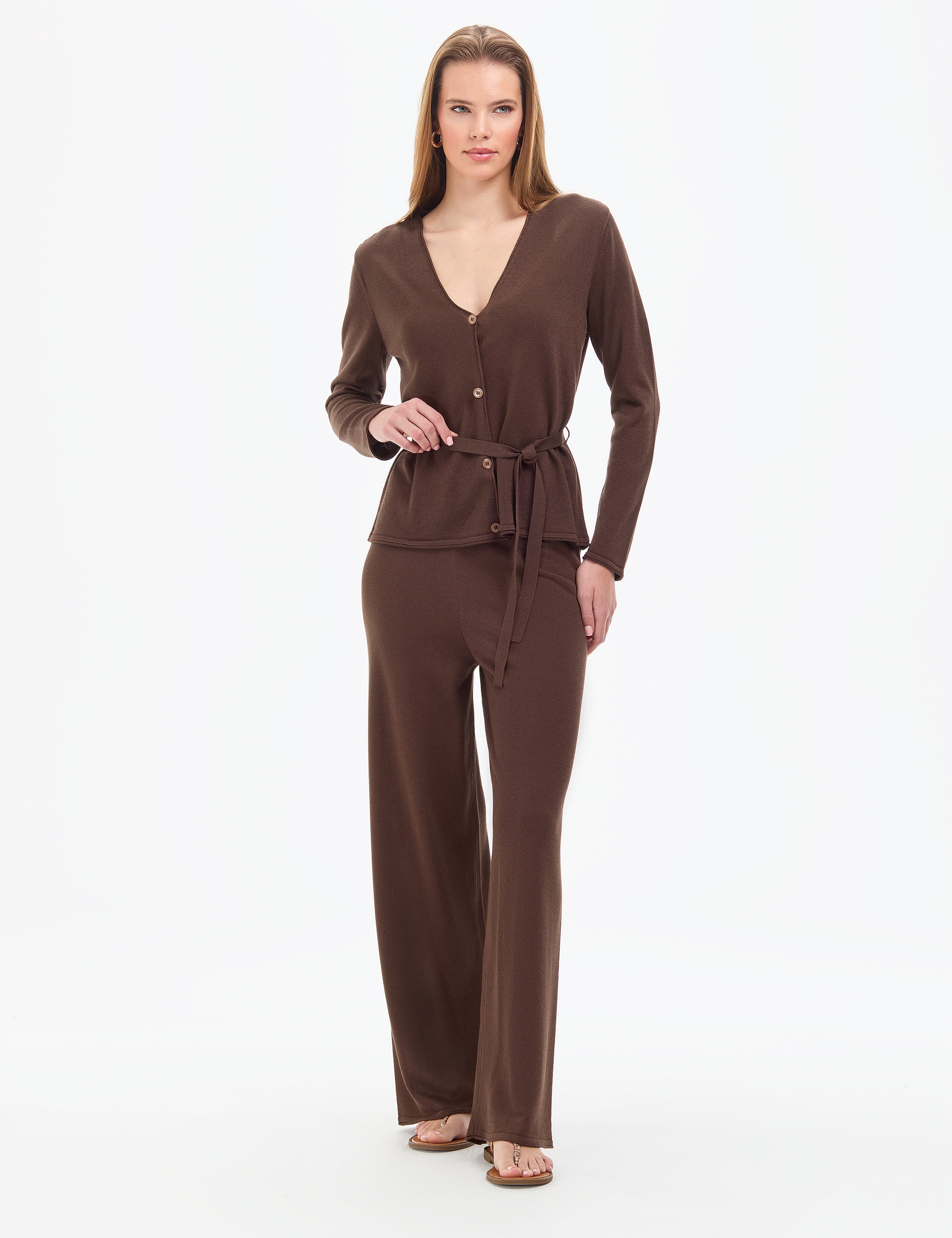Kahverengi Comfort Fit Triko Hırka