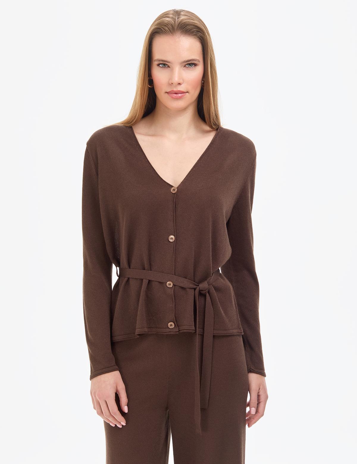 Kahverengi Comfort Fit Triko Hırka