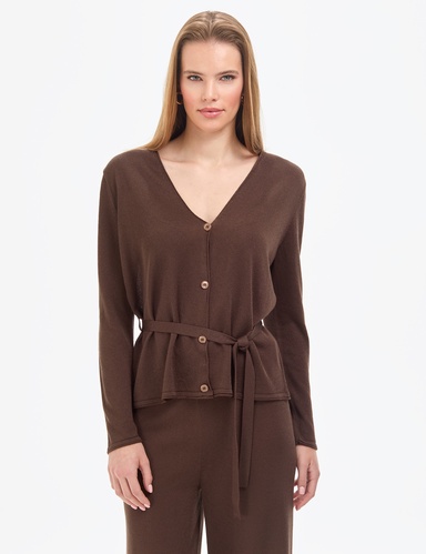 Kahverengi Comfort Fit Triko Hırka