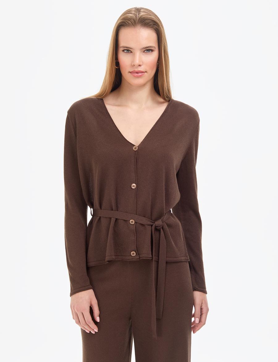 Kahverengi Comfort Fit Triko Hırka