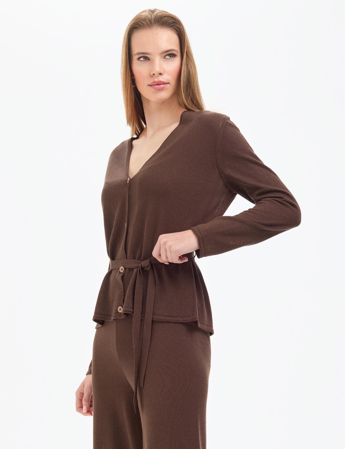 Kahverengi Comfort Fit Triko Hırka - 50324028010