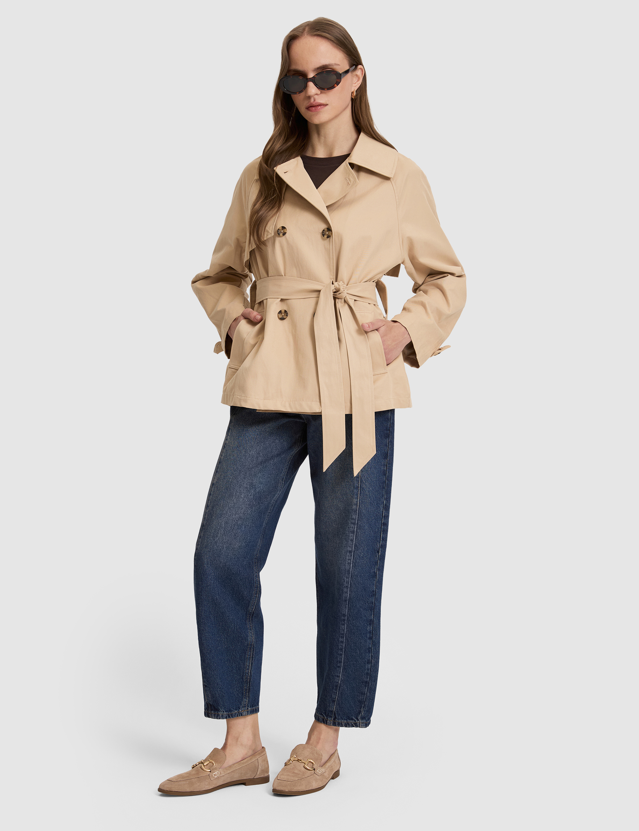 Bej Comfort Fit Trençkot