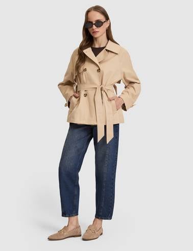 Bej Comfort Fit Trençkot