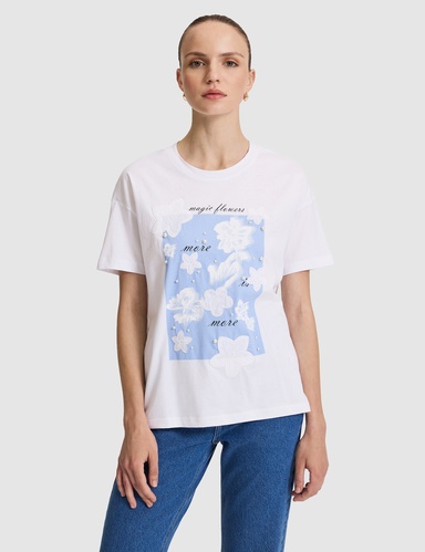 Beyaz Comfort Fit Tişört