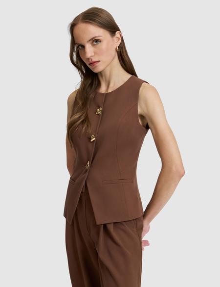 Kahverengi Slim Fit Yelek - 50320344016