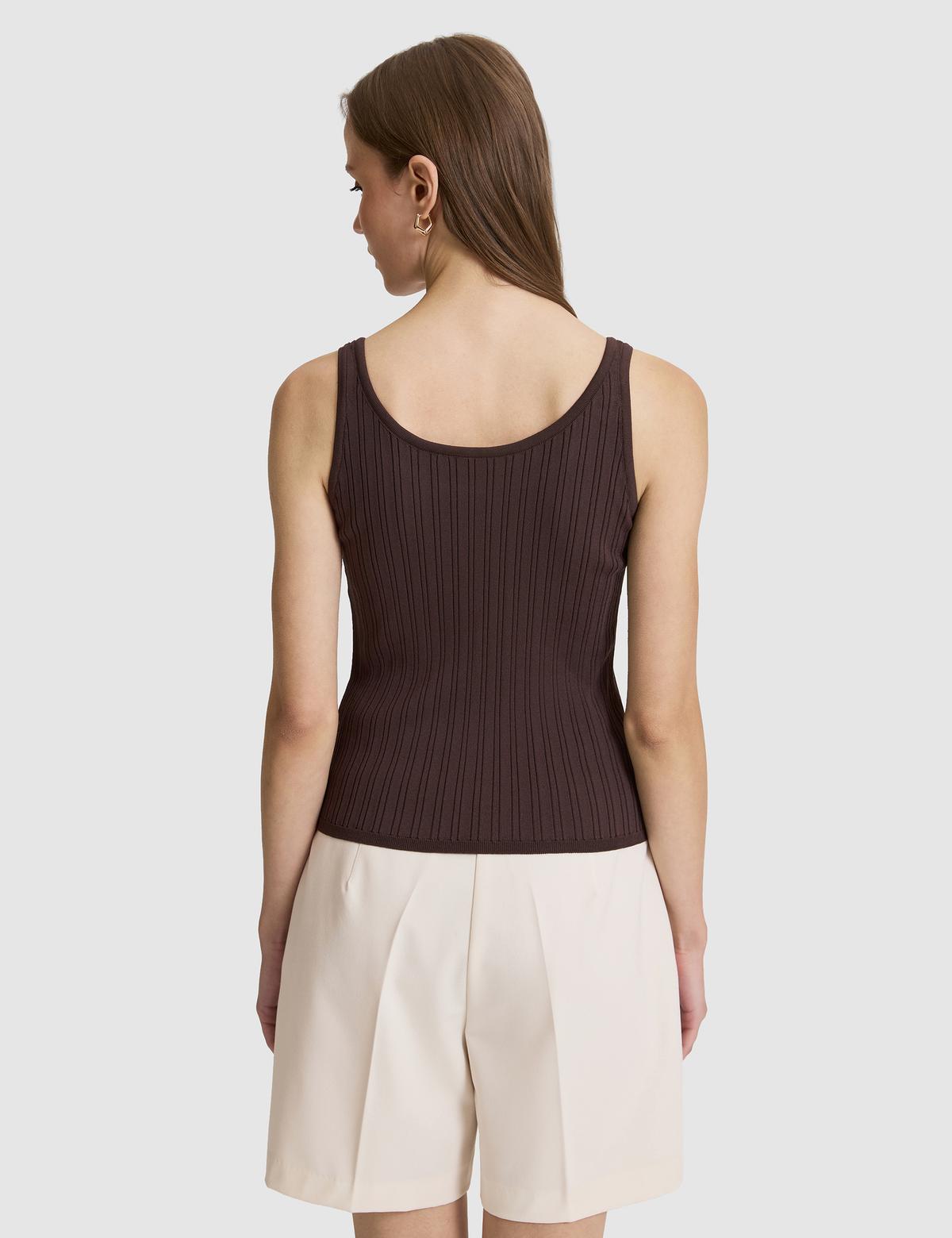 Kahverengi Ex. Slim Fit Triko Tişört - 50322028034