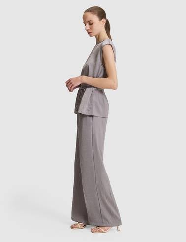 Açık Gri Loose Fit Kanvas Pantolon