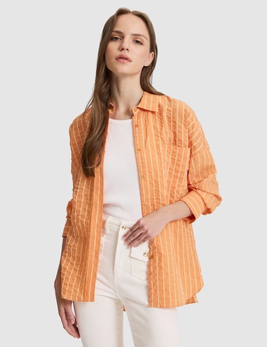 Turuncu Oversize Uzun Kollu Gömlek
