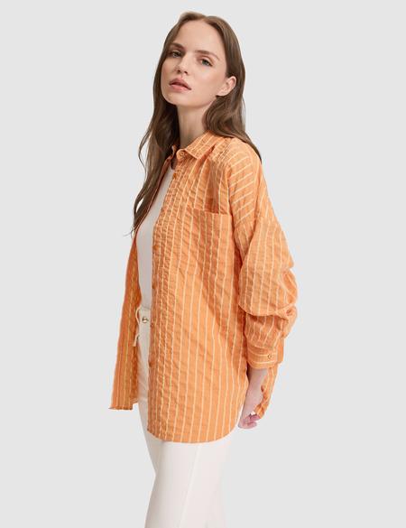 Turuncu Oversize Uzun Kollu Gömlek - 50321108004