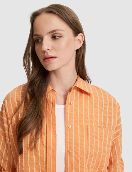 Turuncu Oversize Uzun Kollu Gömlek - 50321108004