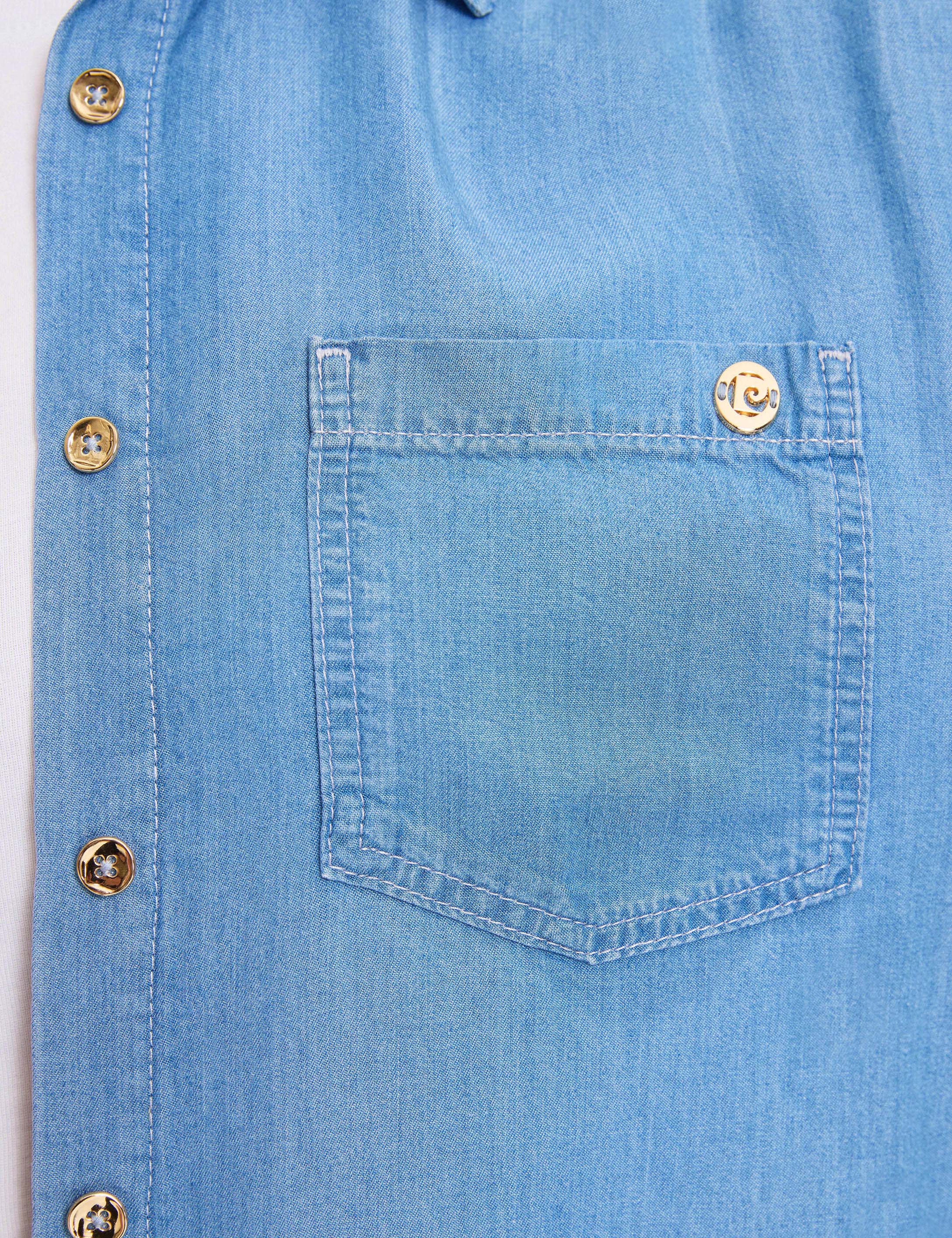 Açık Mavi Comfort Fit Jean Gömlek - Image 6