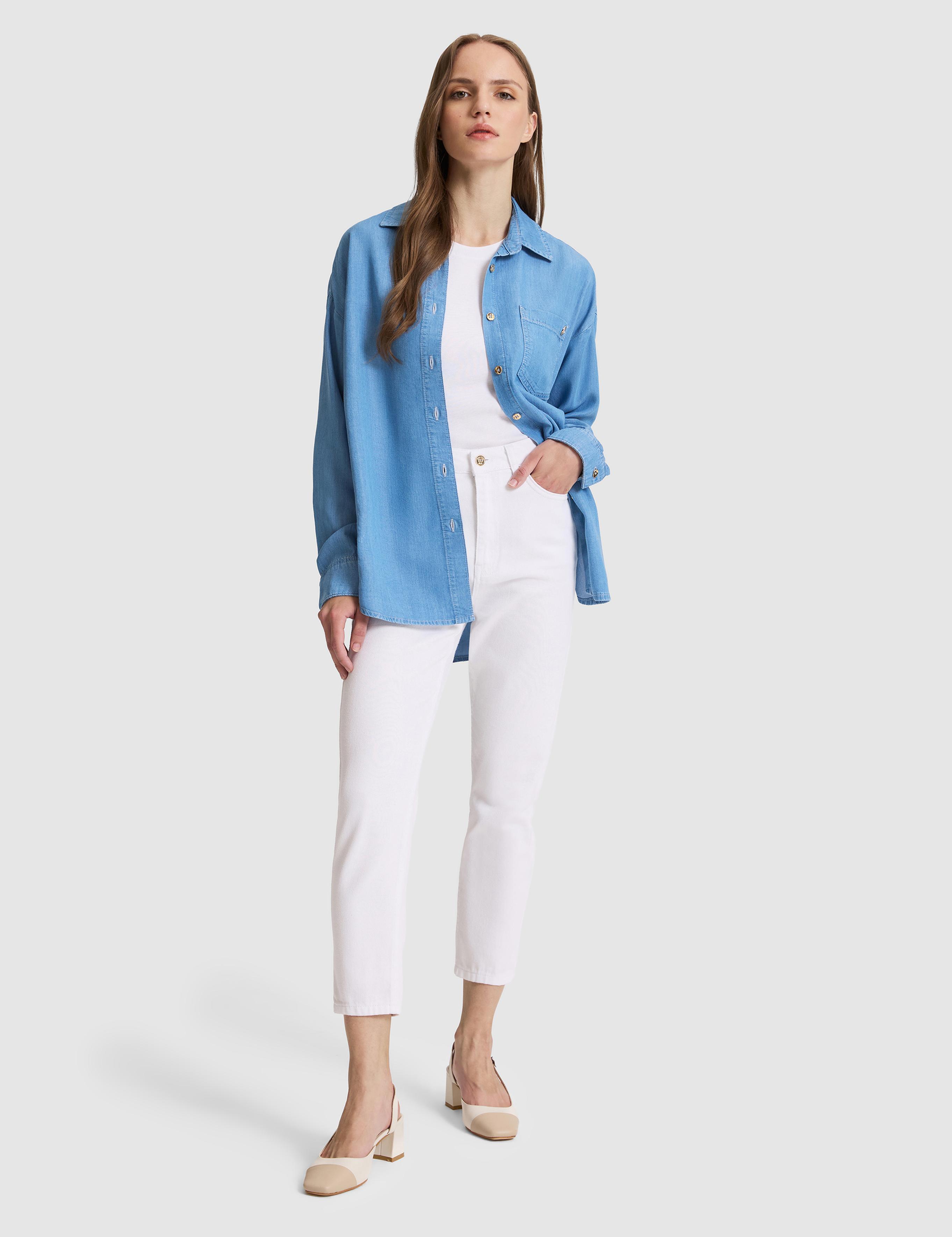 Açık Mavi Comfort Fit Jean Gömlek