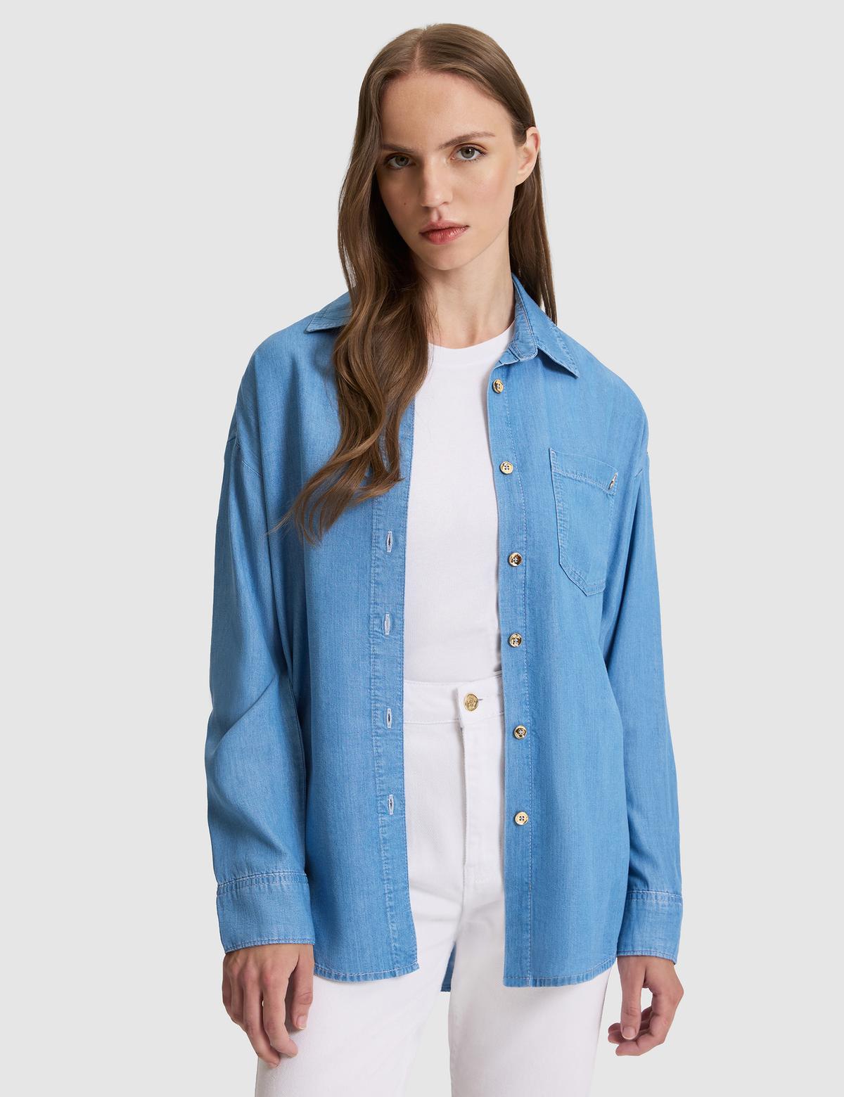 Açık Mavi Comfort Fit Jean Gömlek - 50321141005