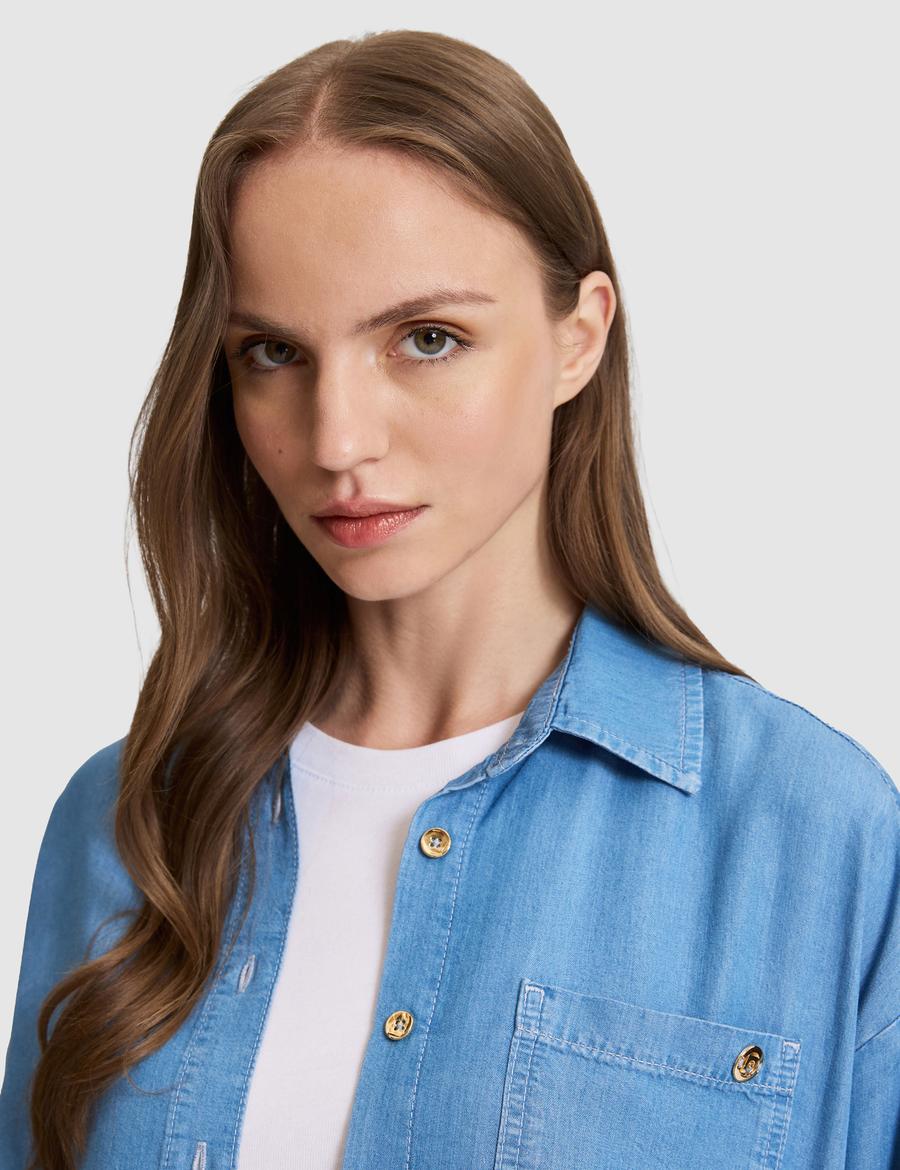Açık Mavi Comfort Fit Jean Gömlek